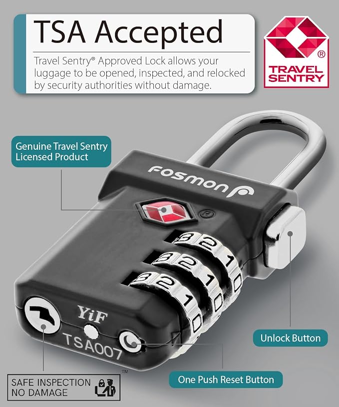 Fosmon TSA Approved Luggage Locks, Suitcase Travel Lock - Image 2