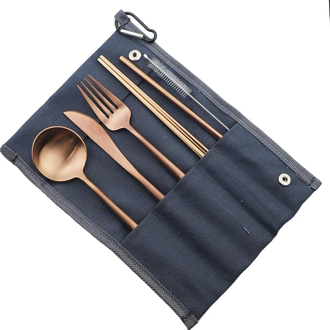 Gugrida Reusable Travel Utensils, 7 Piece Portable 304 Stainless Steel - Image 6