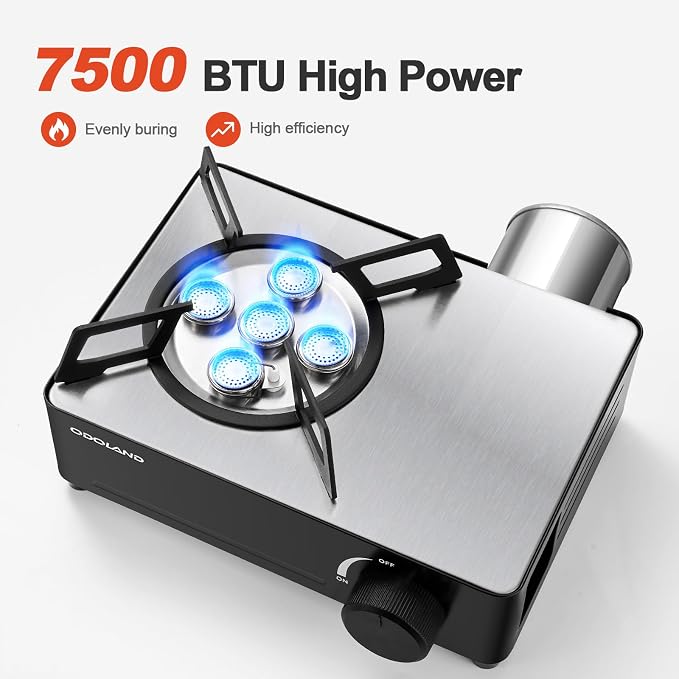 Odoland Portable Camping Stove 7500 BTU Camp Stove Lightweight Butane Gas Stove - Image 3