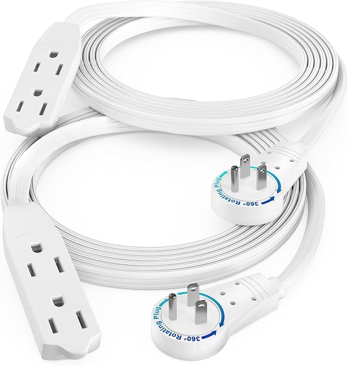 Maximm Cable 6 Ft 360° Rotating Flat Plug Extension Cord/Wire, 16 AWG Multi 3 by MaximmCable