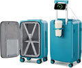Hanke 24 Inch Luggage with Cup Holder and Charge, Top Opening Hard Shell by Hanke