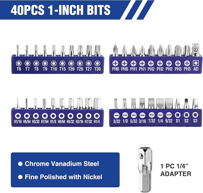 WORKPRO 61PC Magnetic Screwdriver Bits & Nut Driver Set - Image 3