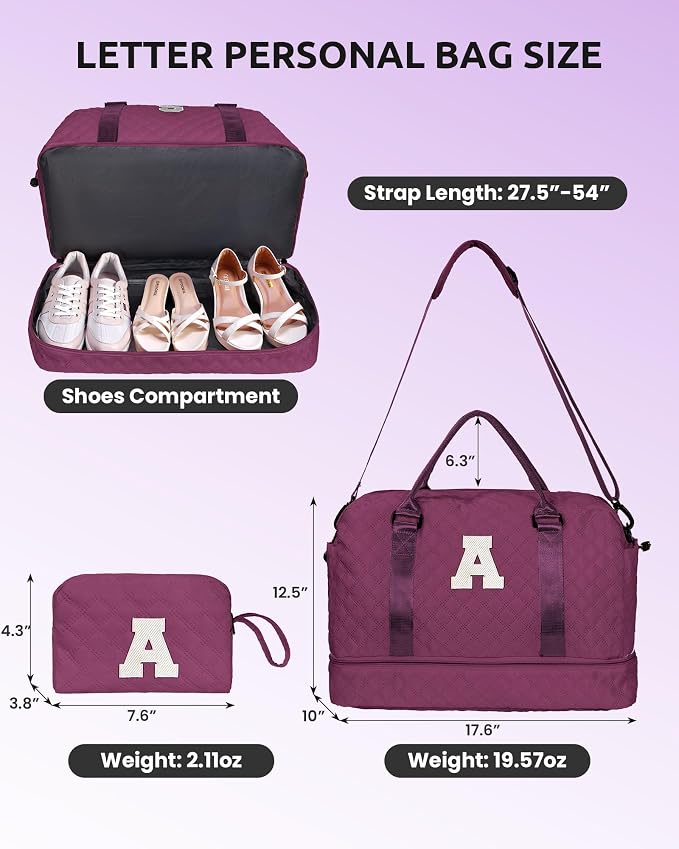 Birthday Gifts for 4 5 6 7 8 9 10 11 12 13 Year Old Girls-Initial Travel Bag - Image 6