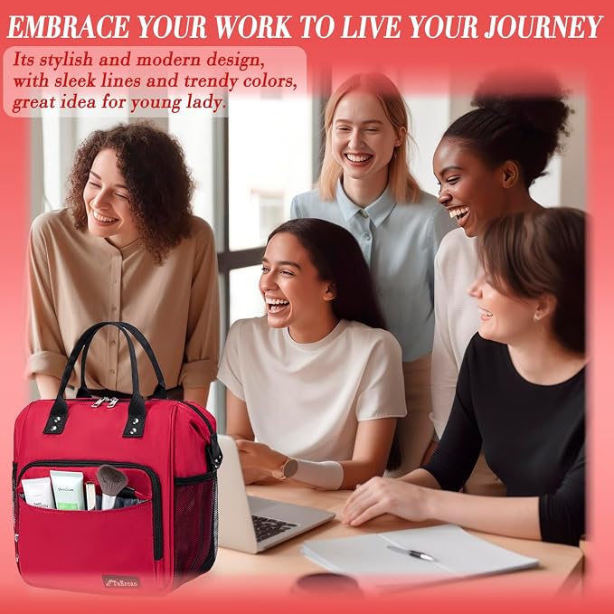Red Lunch Box for Women for Work Insulated Lunch Bag for Female Adult, Fashion - Image 3