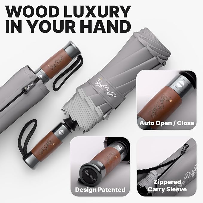 Royal Walk Windproof Folding Travel Umbrella Compact and Strong Luxurious Real - Image 3