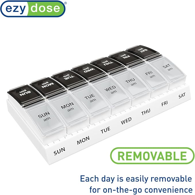 EZY DOSE Weekly Daily AM/PM Pill Case, Medicine Planner, Vitamin Organizer - Image 4