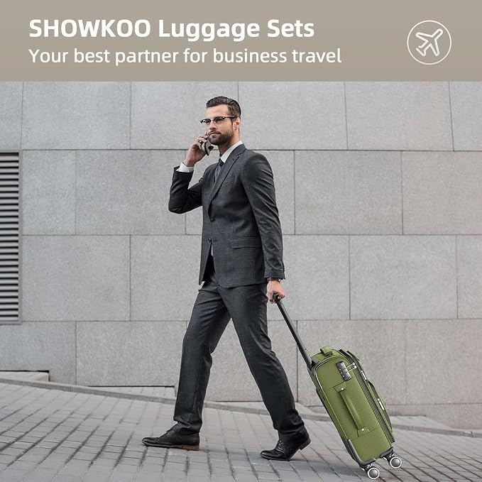 SHOWKOO Luggage Sets 3 Piece Softside Expandable Lightweight Durable Suitcase - Image 2