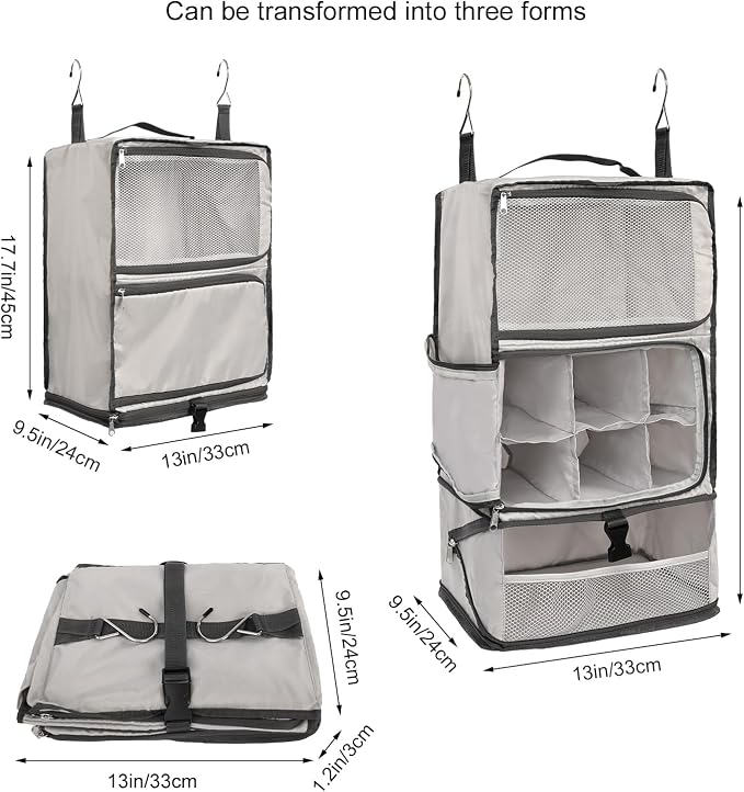 TABITORA Travel Portable Hanging Shelves Closet Organizer Packing Luggage - Image 3
