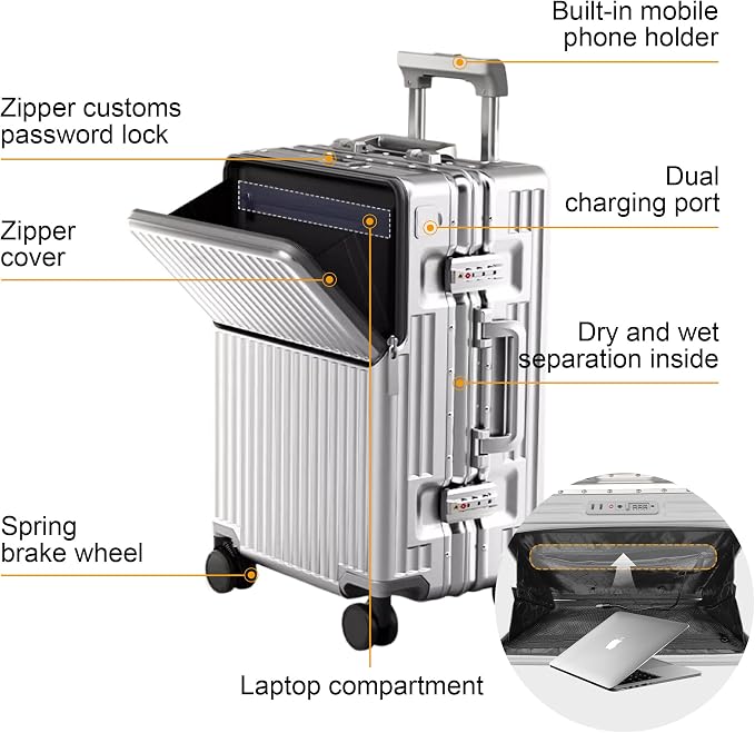 Hard Shell Luggage 24 Inch Travel Luggage, Carry-On Luggage Spinner TSA - Image 2