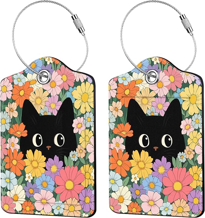 2 Pcs Colorful Cat Luggage Tags by Unknown