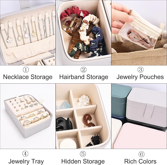 2 Layer Portable Jewelry Box, Large Jewelry Travel Case - Image 3