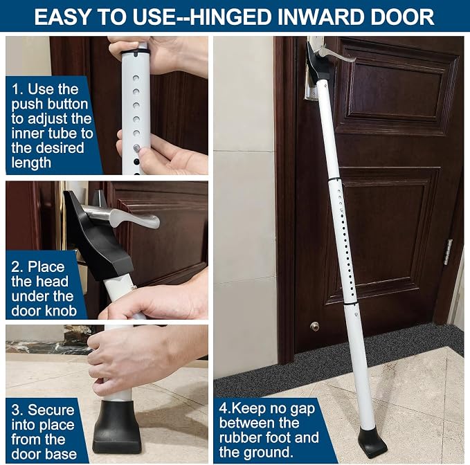 2 Pack Rerishom Door Security Bar, Door Stoppers Security bar, Heavy Duty Door - Image 6