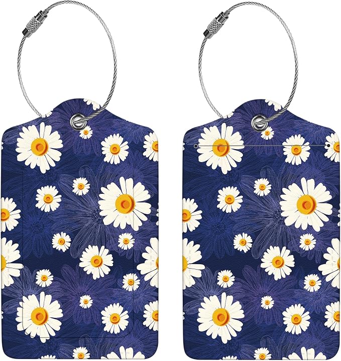 2 Pcs Luggage Tags for Suitcase, Cute Unique PU Leather Travel Bag Tag - Image 4