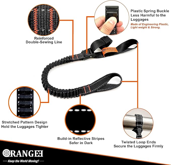 ORANGEE 4 Pack Motorcycle & Bike Luggage Straps 20" - Image 3