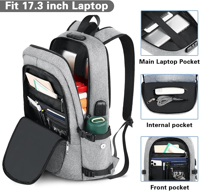 AMBOR Travel Laptop Backpack, 15.6-17.3 inch Anti Theft Business Laptop Backpack - Image 3