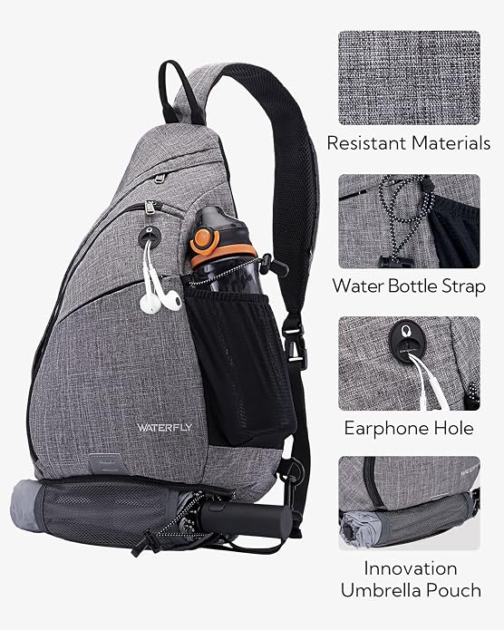 WATERFLY Large Crossbody Sling Bag: Over Shoulder Backpack Daypack Casual Cross - Image 9