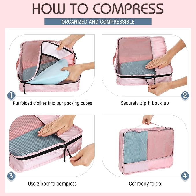 5 Pcs Packing Cubes for Suitcase Large Travel Cubes Carry on Luggage Organizer - Image 3