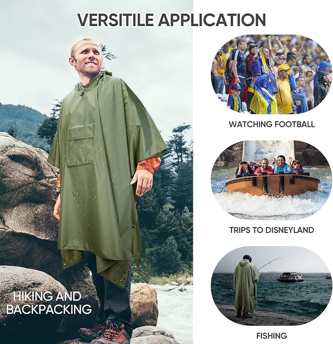 PTEROMY Hooded Rain Poncho for Adult - Image 5