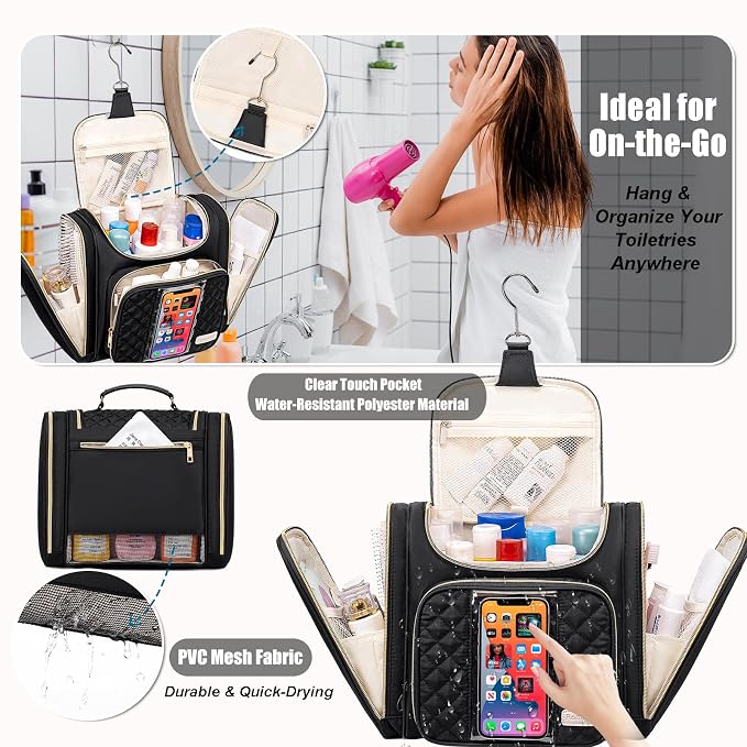Travel Toiletry Bag for Women, Hanging Toiletry Bag, Bathroom Bag Portable - Image 3