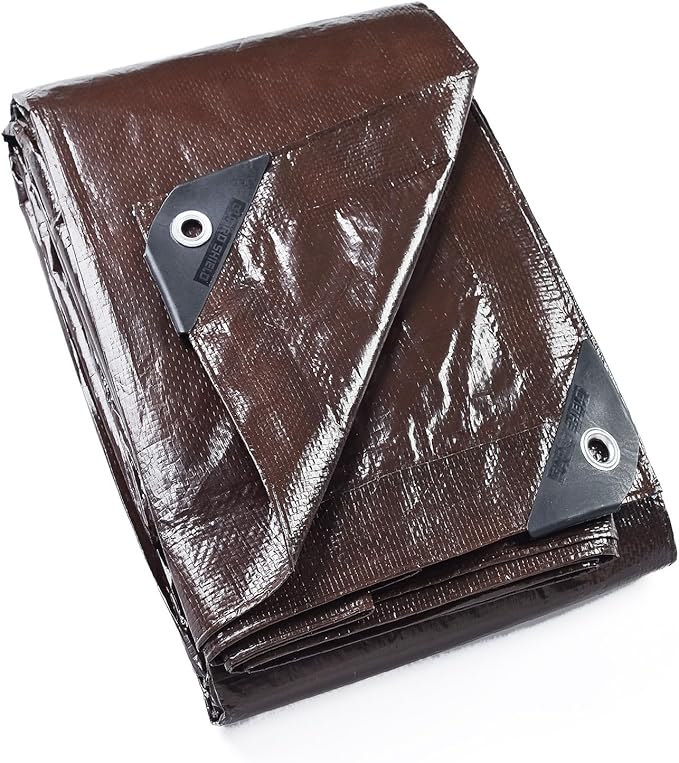 GUARD SHIELD Brown Tarp 12x12 Feet Waterproof Tarps Lightweight Camping Tarp by GUARDSHIELD