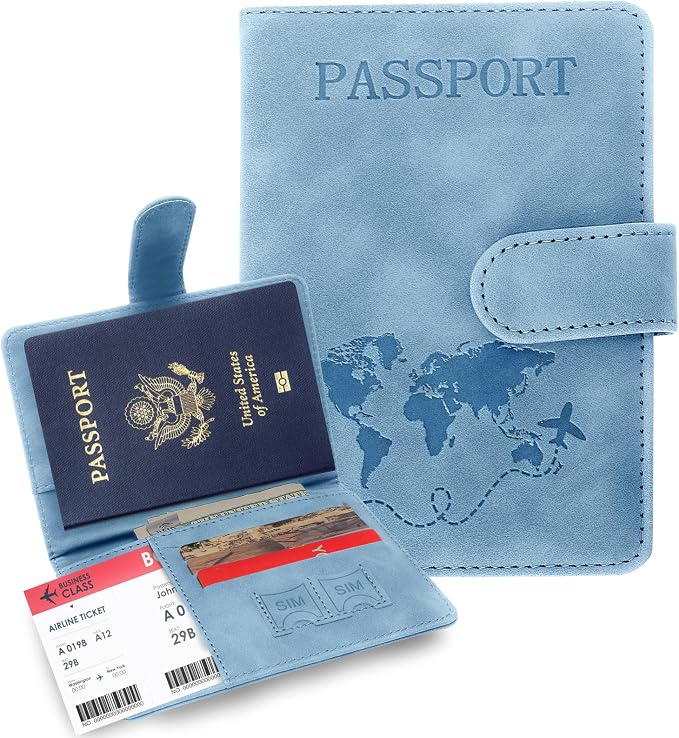 Passport Holders, RFID Blocking Credit Card Holder, PU Leather Vaccine Card by SOVIROSE