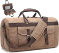 Duffle Bag for Men Waterproof Genuine Leather Canvas Travel Duffel Bags for by SOAEON