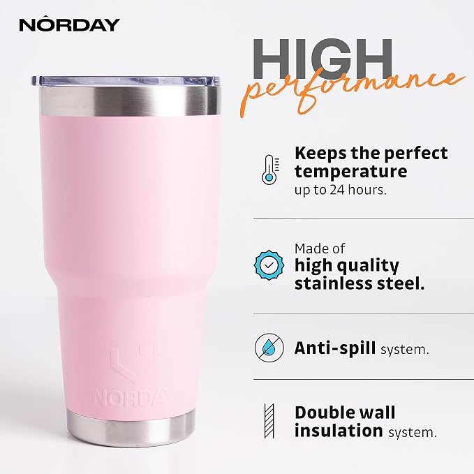 NORDAY | Tumbler with Lid - 30oz - Light Pink Insulated Tumbler - Stainless - Image 2
