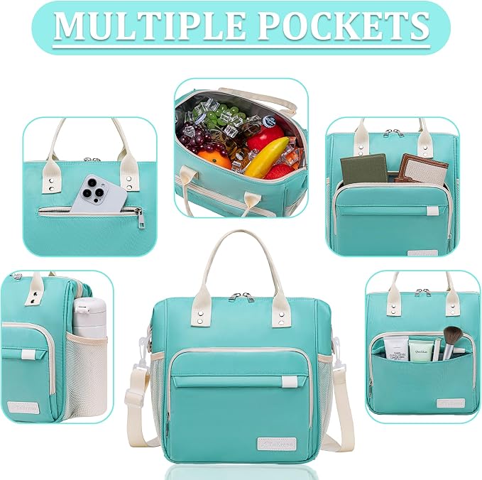 Preppy Lunch Box for Women Aesthetic Insulated Lunch Bag for Young Ladies Female - Image 3
