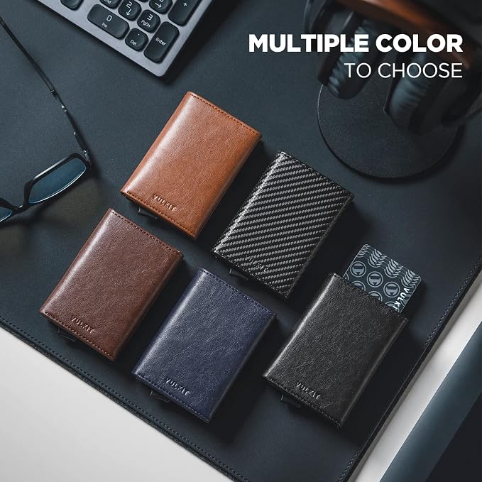 VULKIT Pop up Card Wallet Minimalist Cash Wallets RFID Blocking Leather Smart - Image 7