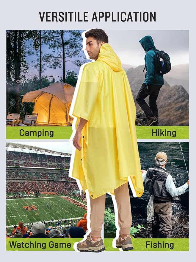 SaphiRose Extra Thick Hooded Rain Poncho Double Layer Waterproof Raincoat Jacket - Image 6