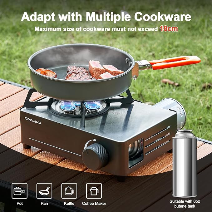 Odoland Portable Camping Stove 7500 BTU Camp Stove Lightweight Butane Gas Stove - Image 6
