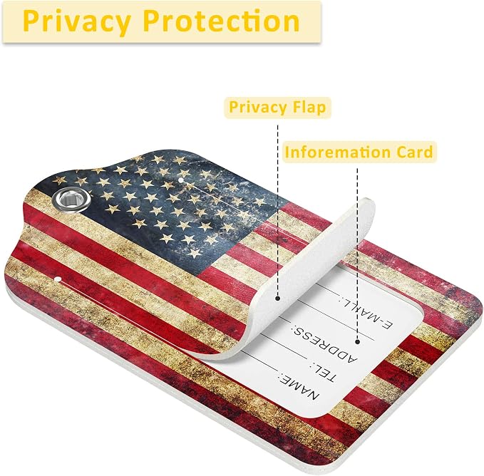 2 Pack Luggage Tag for Suitcase, Retro USA Flag PU Leather Suitcase Tags - Image 4