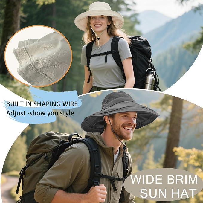 Sun Hats for Women Men UV Protection Wide Brim Bucket Hat - Image 4