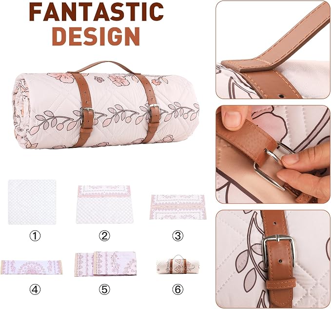 Boho Picnic Mat, Washable Foldable Portable Blanket - Image 4