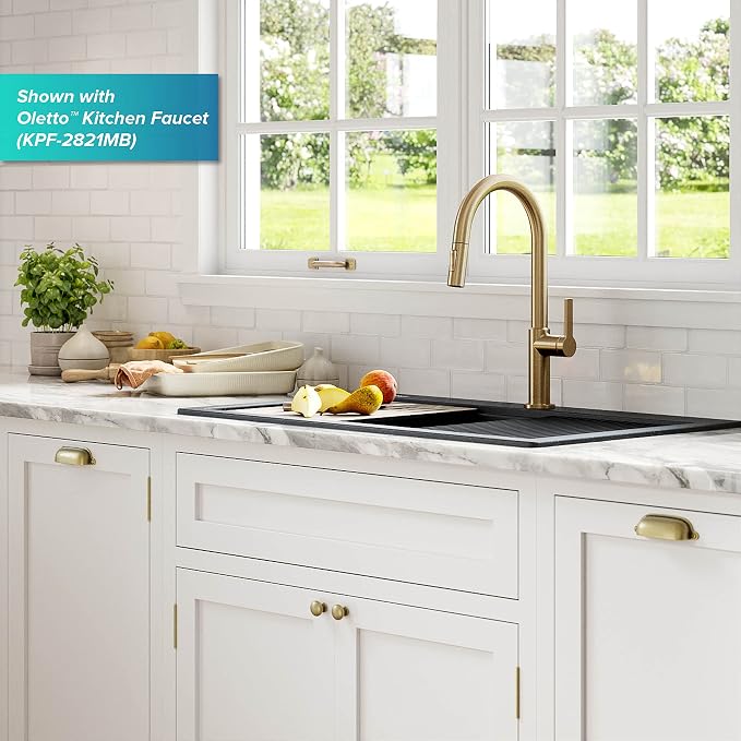 KRAUS Bellucci Workstation 33" Single Bowl Granite Kitchen Sink in Metallic - Image 3
