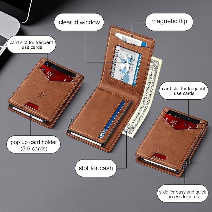 Wallet for Men Wallet with Slim Pop Up Card Holder for 12-14 Cards, RFID - Image 5