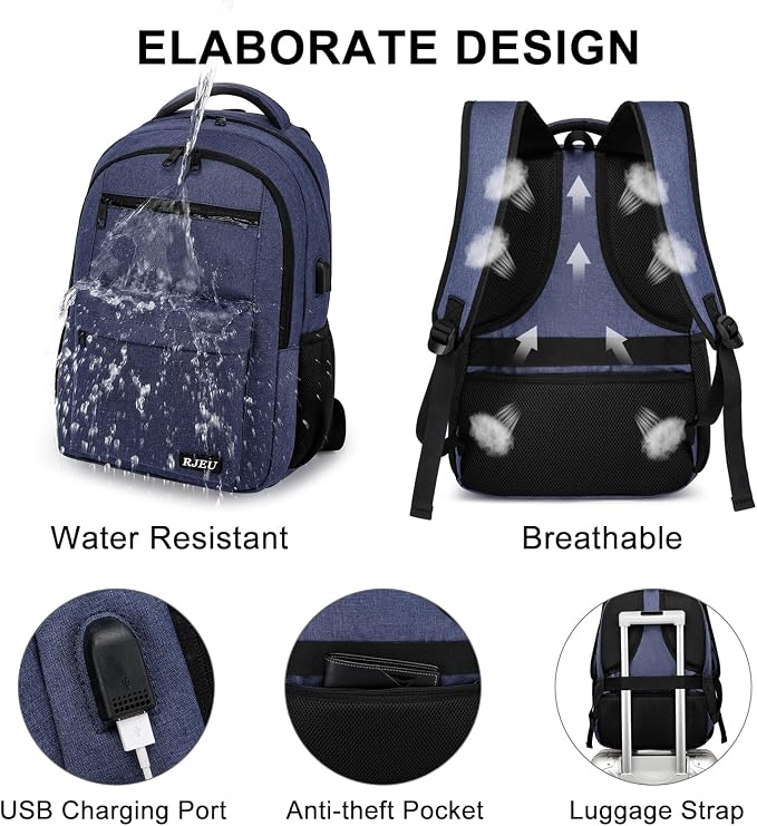 Laptop Backpack for Men Teens Boys, Water-Resistant 15.6 Inch College Bookbag - Image 5