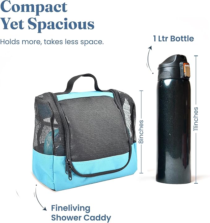 The Fine Living Co. Portable Hanging Shower Caddy Organizer Bag Quick Dry Mesh - Image 7