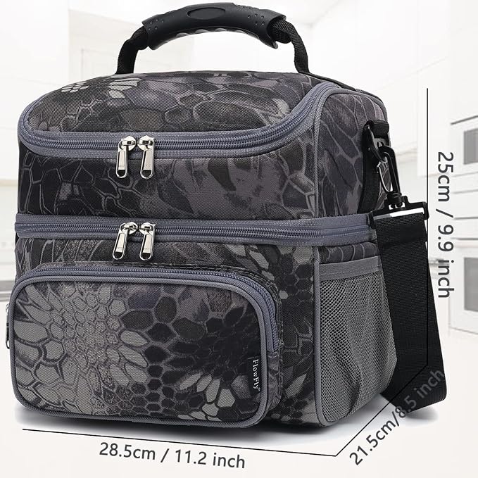 FlowFly Double Layer Cooler Insulated Lunch Bag Adult Lunch Box Large Tote Bag - Image 4