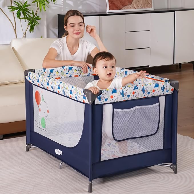 Pamo Babe Travel Foldable Portable Bassinet Baby Infant Comfortable Play Yard - Image 3
