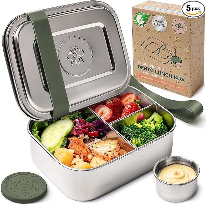 Everusely - Bento Box - Sage, 27oz / 0.8 L - Stainless Steel Lunch Box - 3 by Everusely