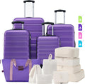 Merax Luggage sets of 13 Piece 16 20 20 28 IN Carry on Luggage Hard Case Purple by Merax