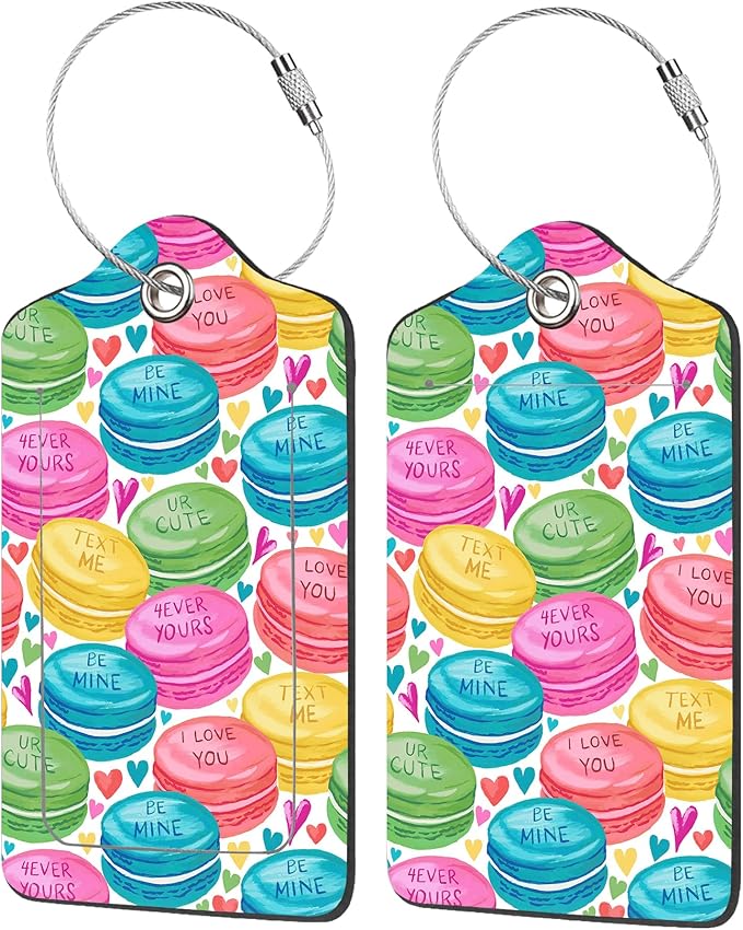 2 Pack Luggage Tags for Suitcases, Colorful Sweet Macarons Luggage Tag by EOBKLAX