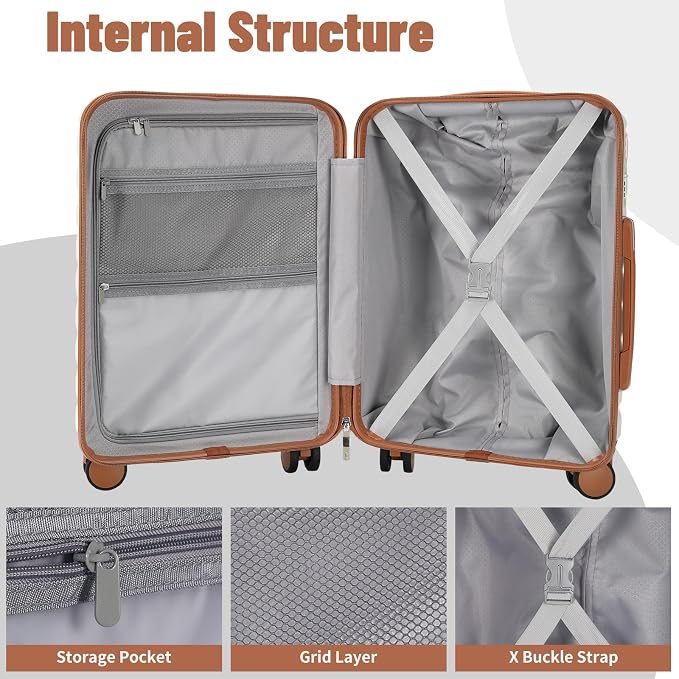 Lightweight Luggage with Spinner Wheels & YKK Zipper, 3-Piece Suitcase ABS+PC - Image 5