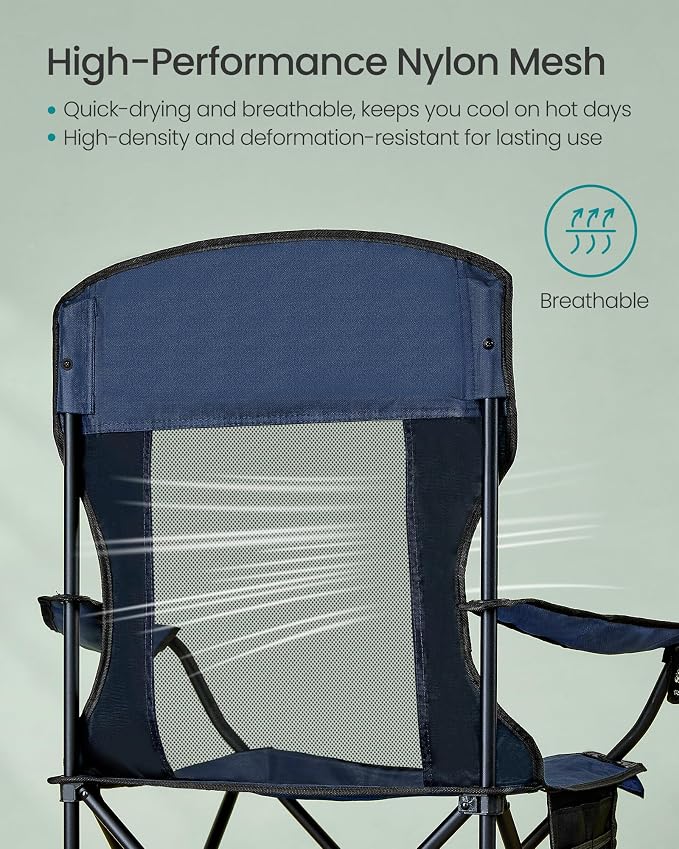 SONGMICS Breathable Camping Chairs, Foldable Outdoor Chairs Set of 2, High Back - Image 4