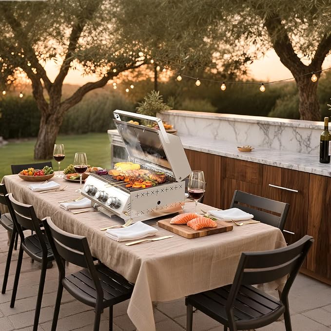 R.W.FLAME Premium 3 Burner Tabletop Propane Gas Grill Stainless Steel Portable - Image 8