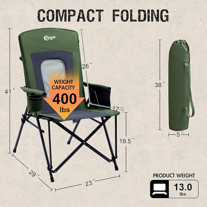 PORTAL Oversized Folding High Back Portable Lawn Chairs - Image 3