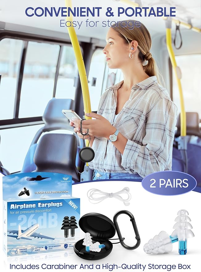 Ear Plugs for Airplane Pressure Relief, 2 Pairs Adults Soft Silicone Reusable - Image 6