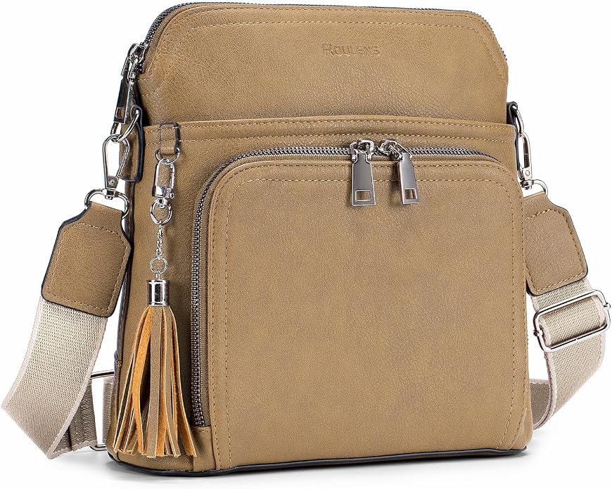 Crossbody Purse for Women, Lightweight Medium Crossbody Bag Soft Leather by Roulens