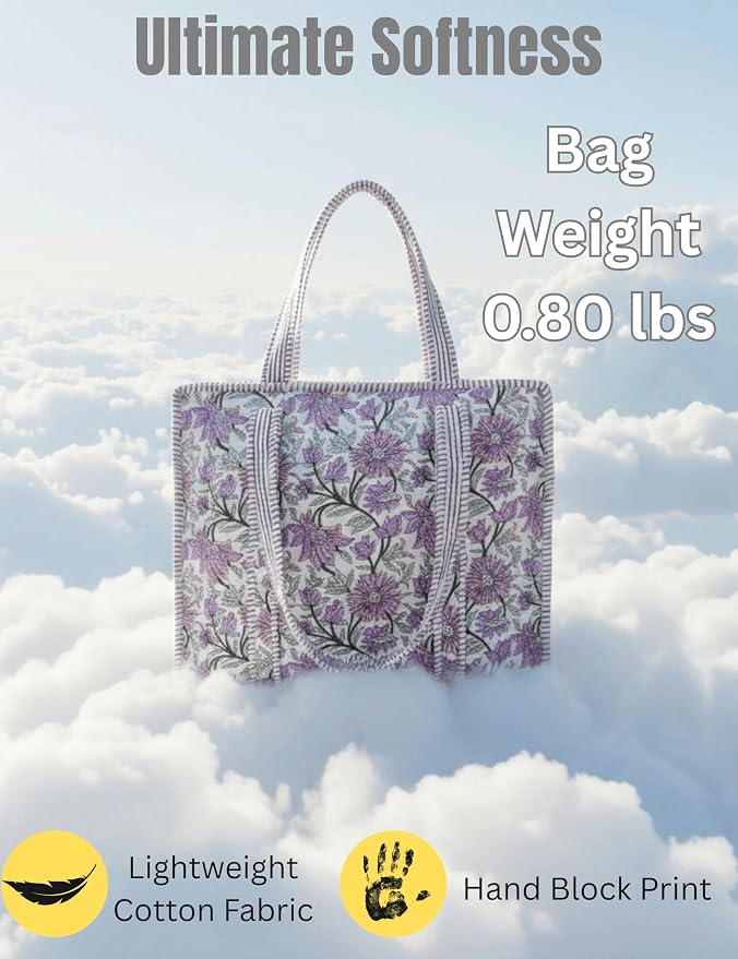 Cotton Quilted Tote Bag for Women – Large Beach & Travel Tote - Image 3